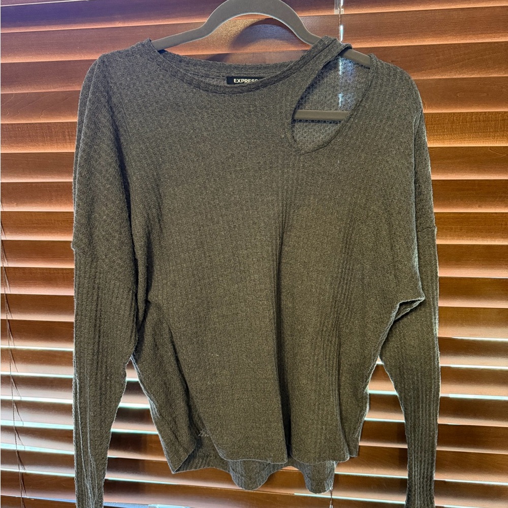 Express Grey Cutout Sweatshirt